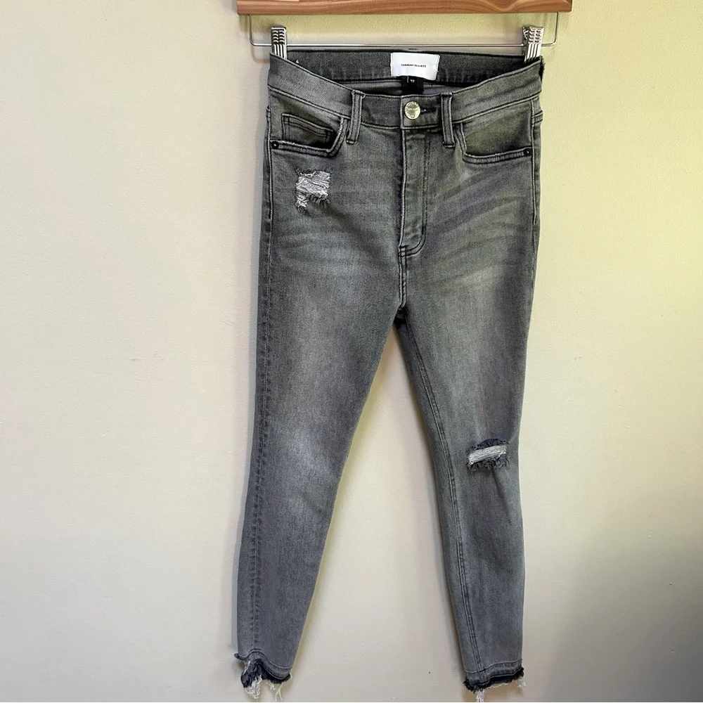 Current/Elliott ~Women’s Ultra High Waist Skinny Jeans Gray Fade Out Destroy 27 - Picture 3 of 16